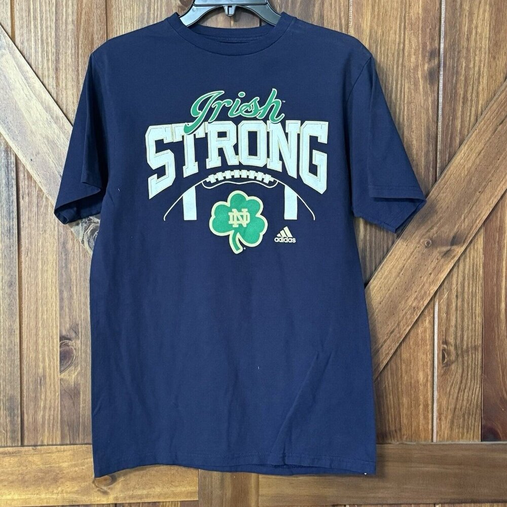 Adidas Notre Dame Fighting Irish Shirt Mens Medium Blue Short Sleeve